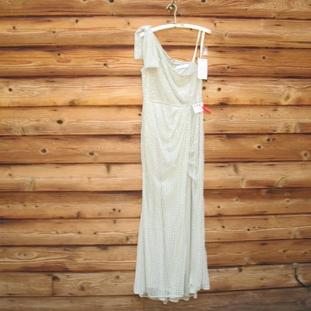 Mac Duggal 93735 Womens Green PEARL EMBELLISHED SOFT TIE ONE SHOULDER GOWN - Image 6