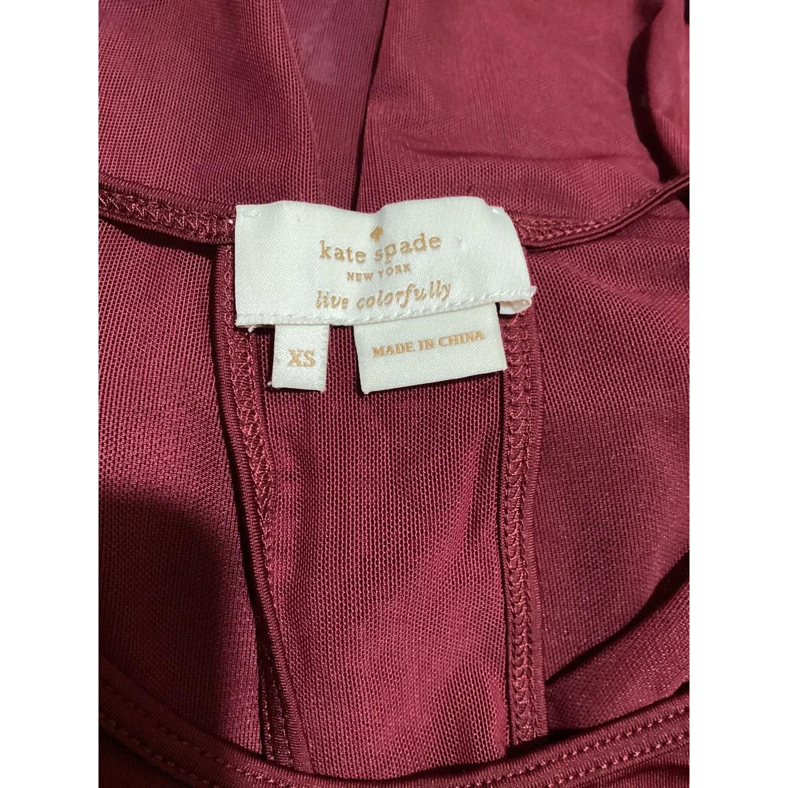 Kate Spade New York Tank Top Womens XS Burgundy Halter Sheer Mesh Racerback Red - Image 3