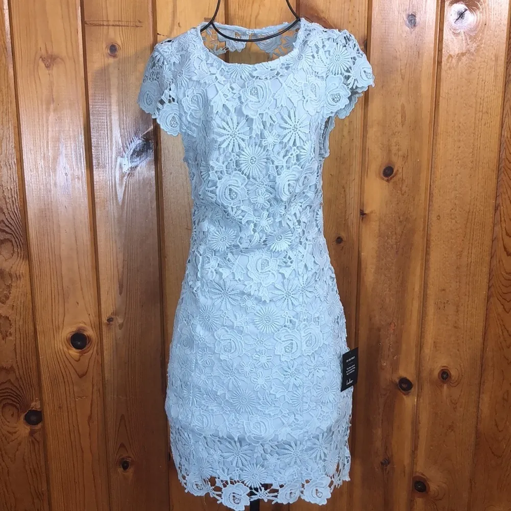 Lulus Hidden Talent Backless Light Blue Lace Dress NWT size XS mini dress​​ - Image 5