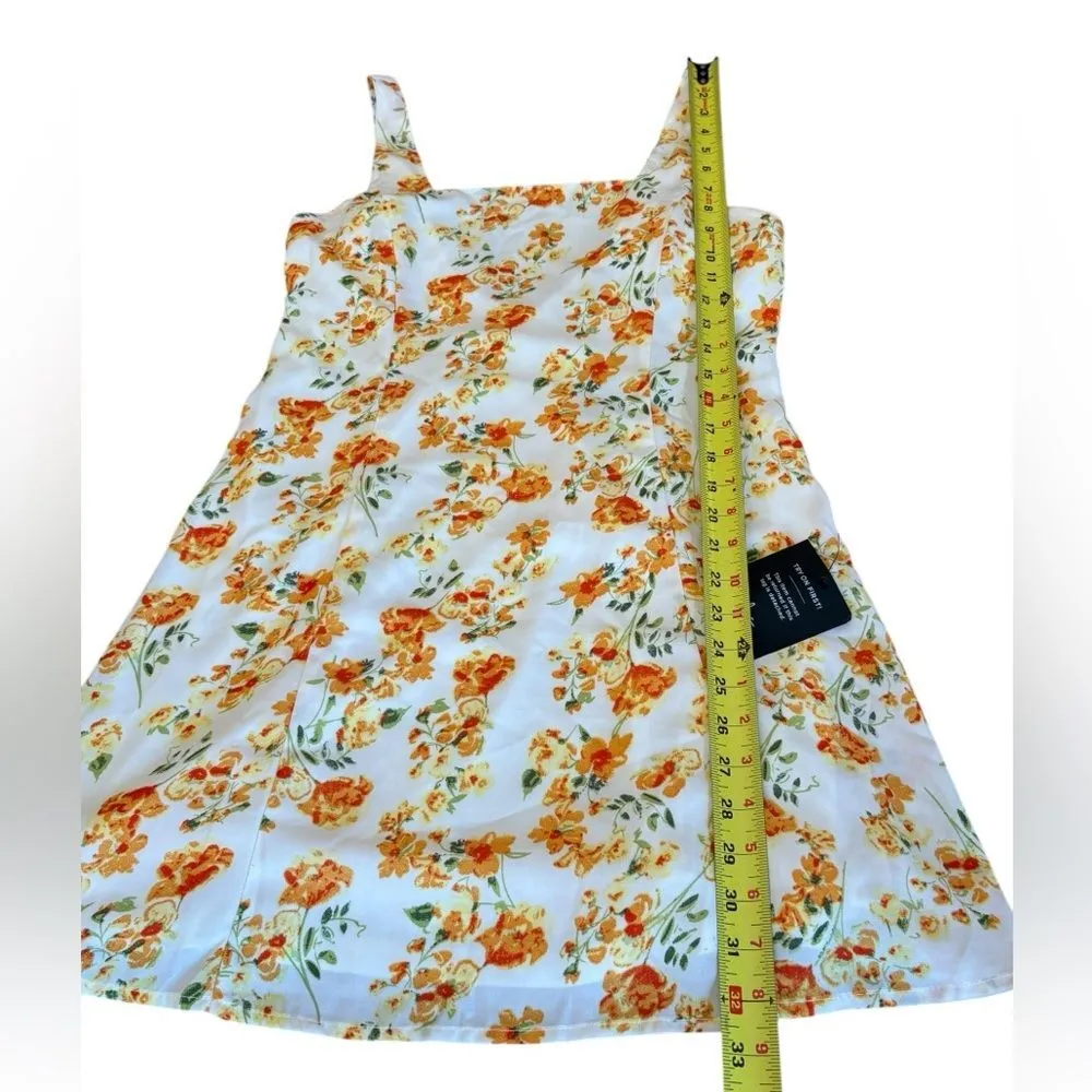Lulus Day Date Tie Back White Orange Floral Mini Dress Womens Size Large New - Image 13