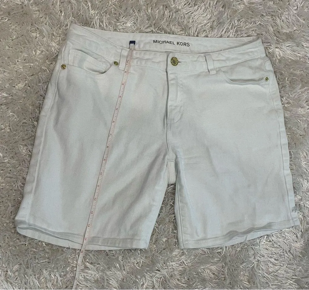 Michael Kors White Jean Denim Bermuda Length Shorts Size 6 - Image 8