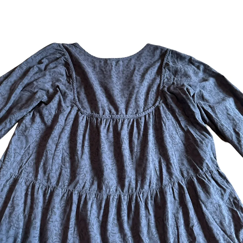 Lacusa Savannah Shift Dress Flowy Bohemian Midi Long Sleeve Navy Size Small Blue - Image 8