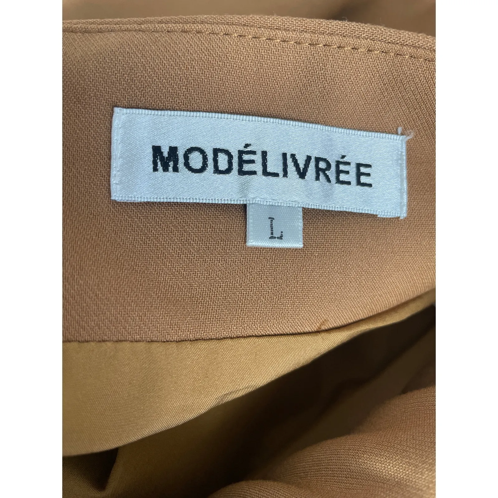 Modelivree Faux Wrap Midi Skirt Caramel Brown Size Large - Image 4