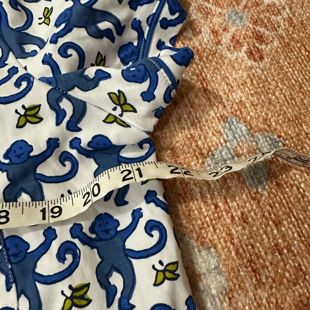 Roller rabbit the originals monkey polo pajama TOP only blue size large NWOT - Image 7