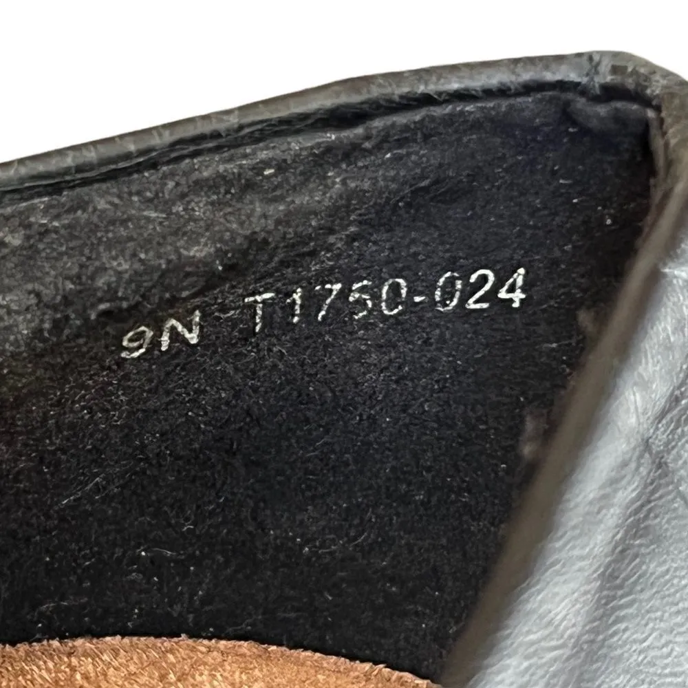 Trotters black leather women’s loafers with brass chain detail across toes 9N Size 9 - Image 7