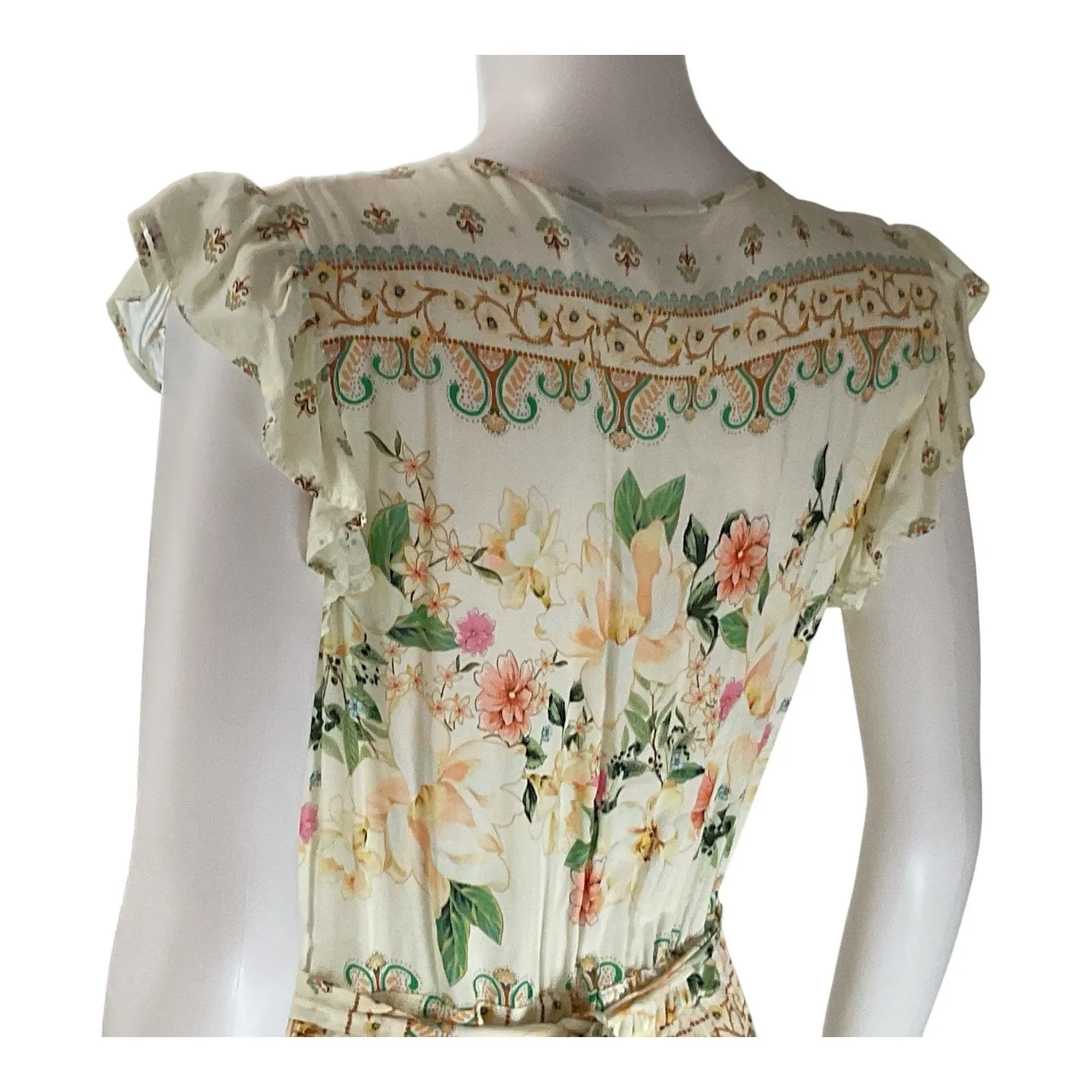 Farm Rio Anthropologie Floral Ruffle Trim Wrap Maxi‎ Dress Bohemian Cottagecore - Image 7