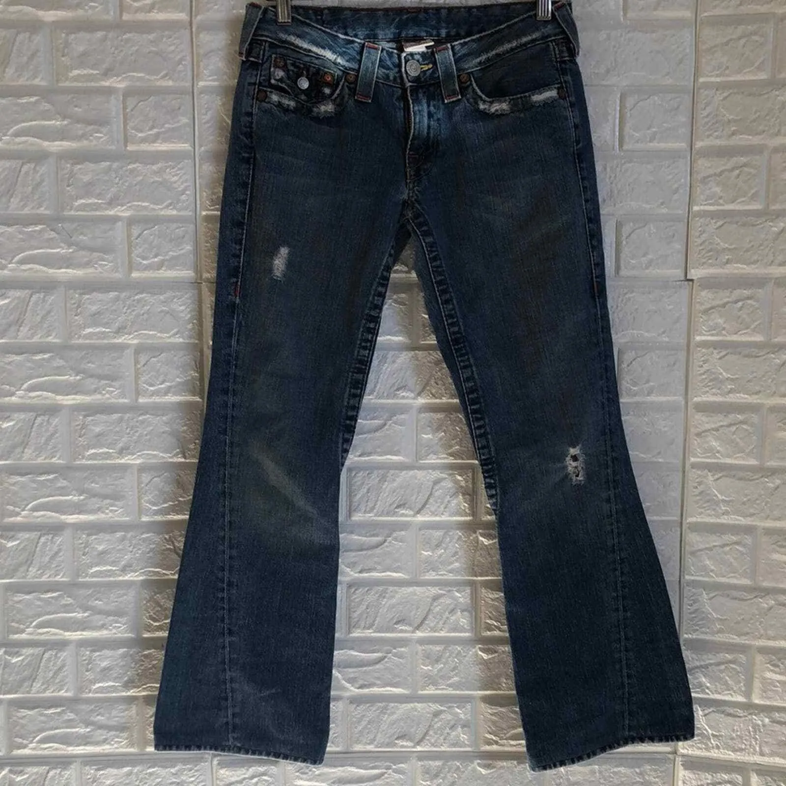 True‎ religion distressed Joey flare bottom ankle jeans women’s juniors size 28 - Image 2