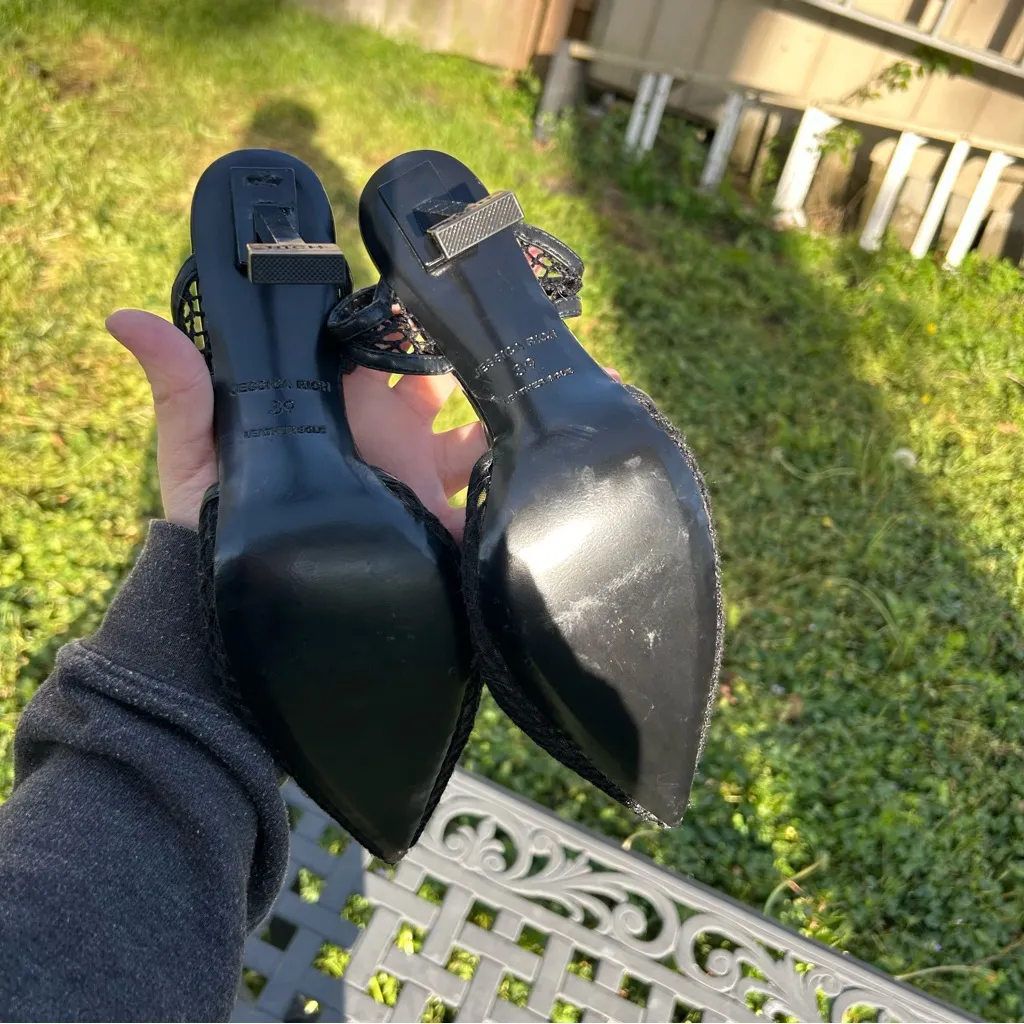 JESSICA RICH Ysabelle‎ Stiletto Fishnet Pointed Toe Pump in Black Size 39 (9 us) - Image 9