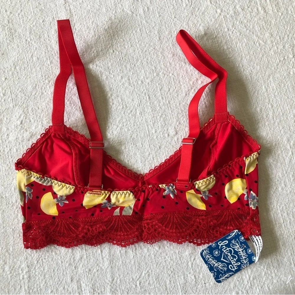 Free People Mari Printed Bralette Lemons Cherry Combo New XS - Image 5