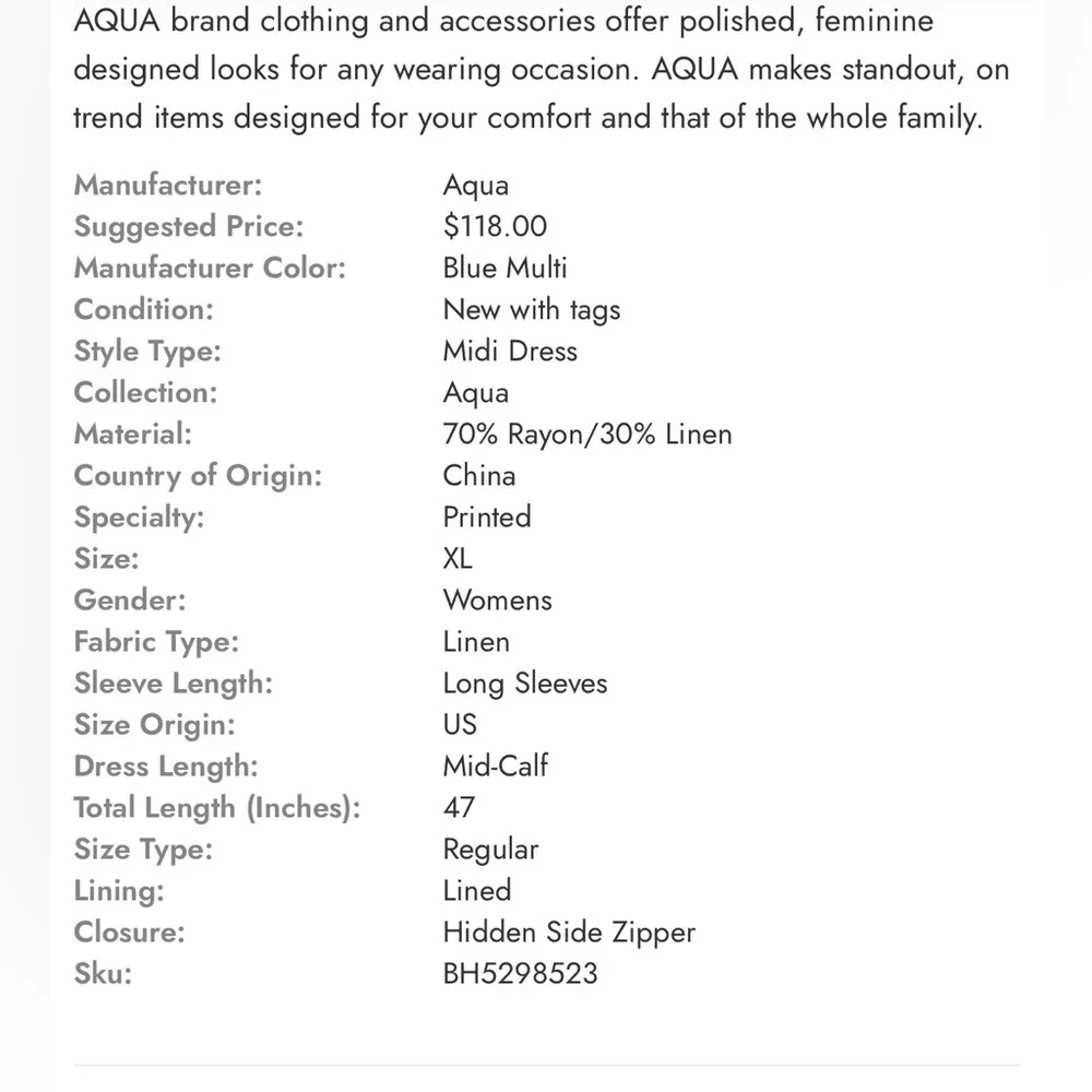 Aqua linen blend floral midi dress. Smocked hip. Purple/white. Size Medium. NWOT - Image 6