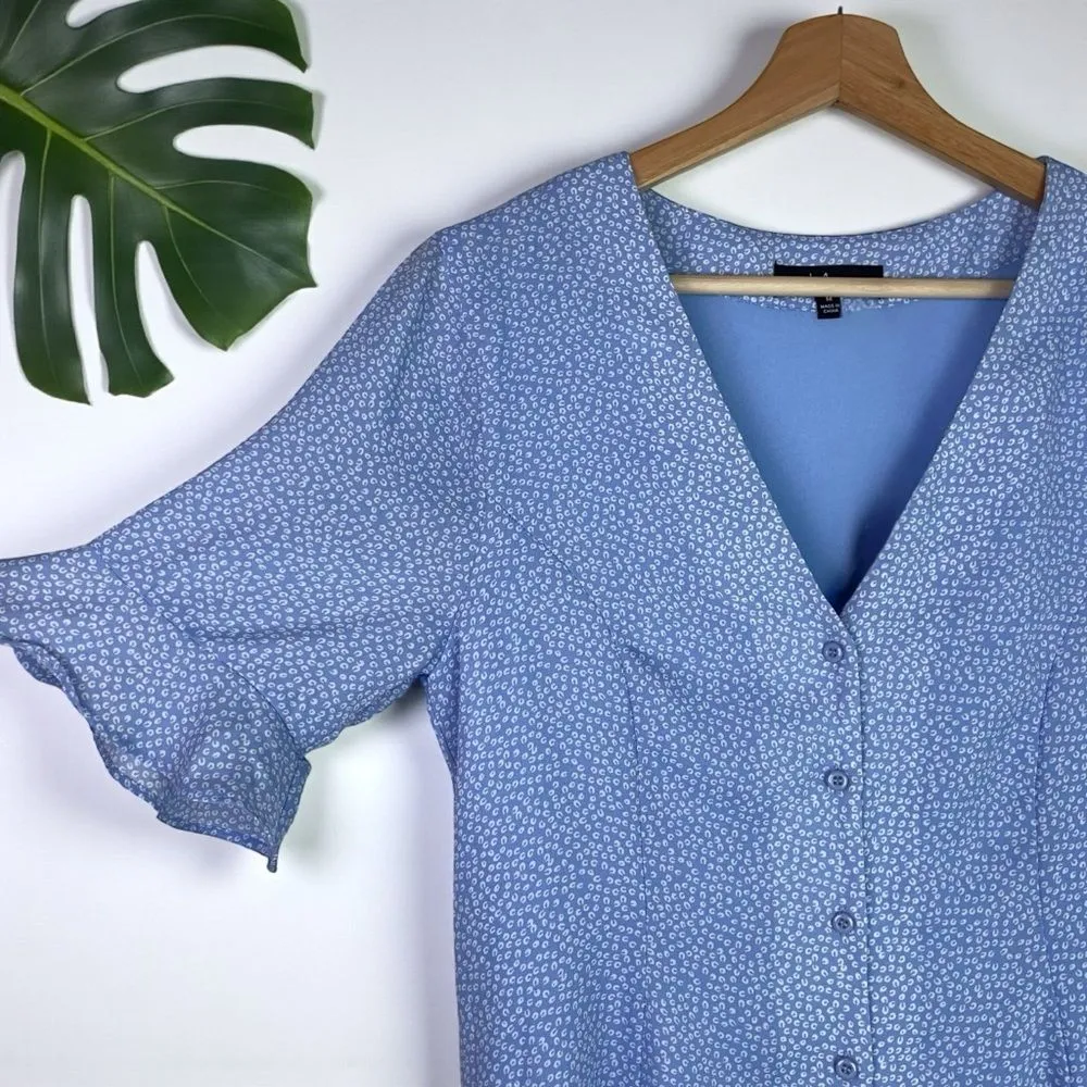 Lulus Castana Light Blue Print Button-Up Dress - NWOT - M - Image 8