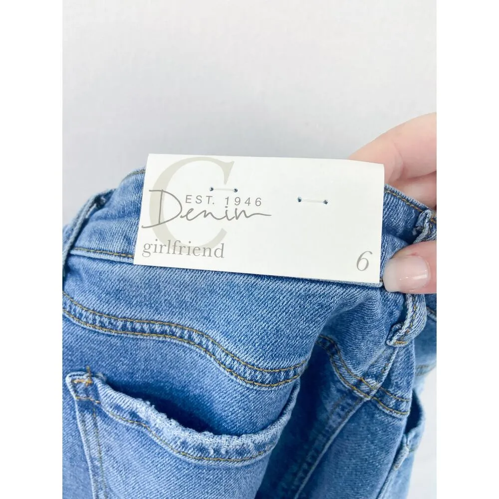 NEW CATO Girlfriend Distressed Jeans size 6 Plaid Roll Cuff Mid Rise - Image 8