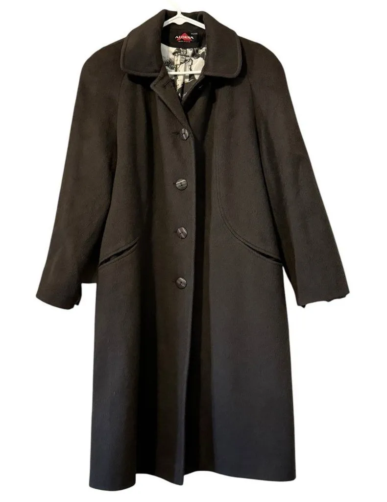 Alorna by Forstmann Long Brown Wool Coat Button Up Made In USA Petite Measured Size undefined - Image 1