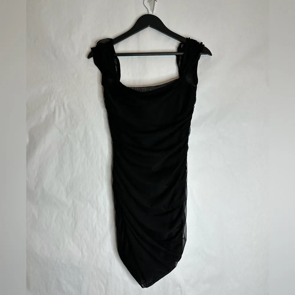 Princess Polly Charvi Mini Dress in Black Mesh Off or On Shoulder in Size US 8 - Image 13