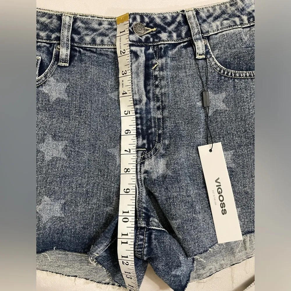 NWT Vigoss® Stars ACE 3" High Rise Denim Shorts | Size 31 Raw Hem - Image 11