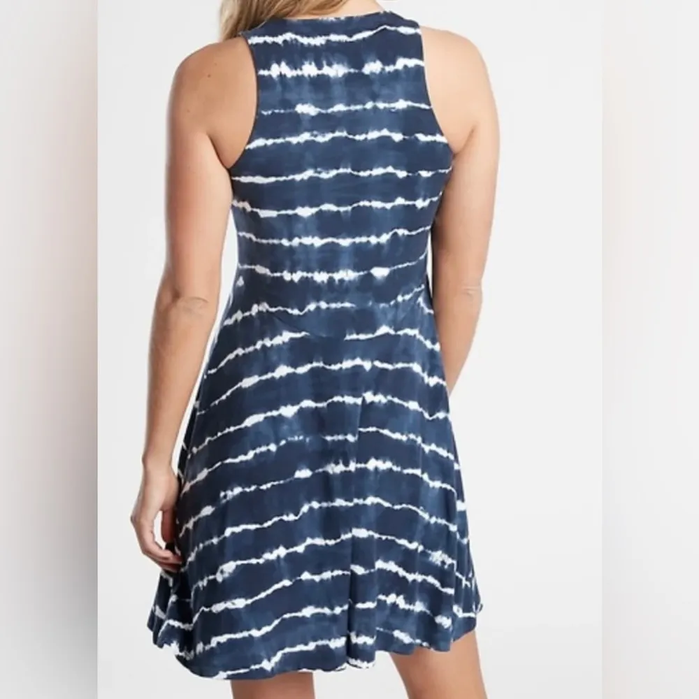 Athleta Santorini Thera Dress Tie Dye Stripe Dress Navy Size Small - Image 2