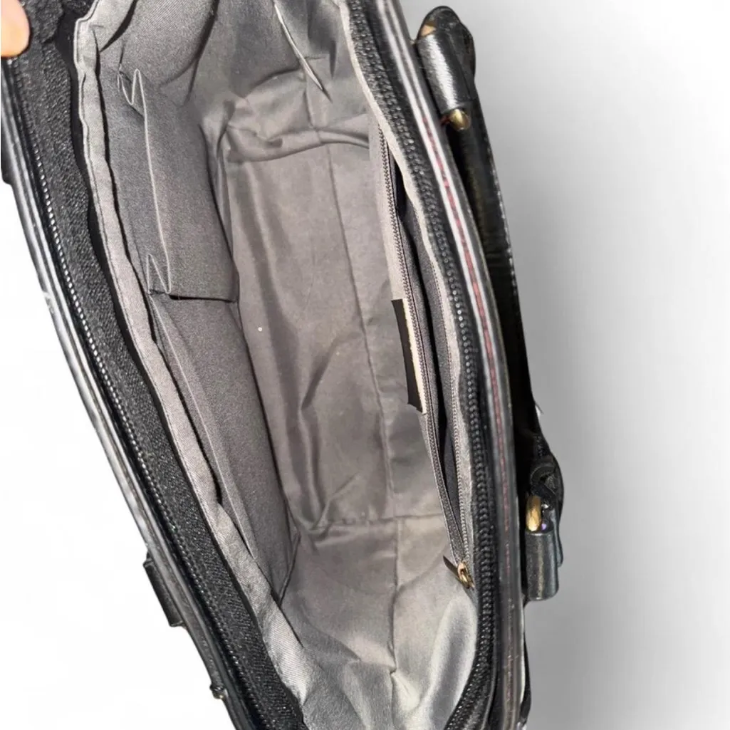 Black & White Plaid Purse & Wallet Set – Gold Tone Accents - Image 5