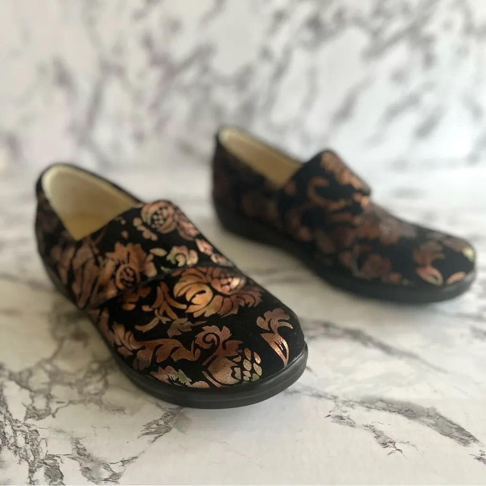 Algeria by DG Lite Lauryn Regal Clogs Suede Black Copper Wedge 8.5/EU 39 Preppy - Image 5