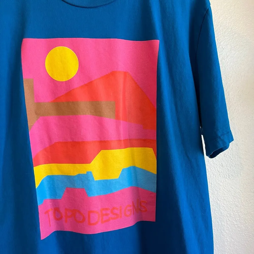 Topo Designs Colorado Bright Colored Graphic Short Sleeve Tee Size Unisex XL - Image 2