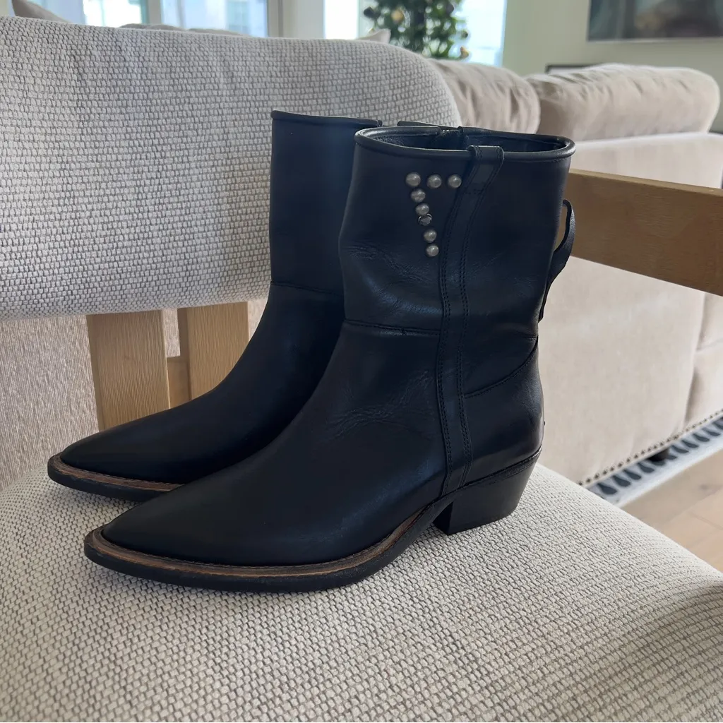 NWT Free People We The Free Axel Leather Ankle Boots Without Harness in Black - Image 5