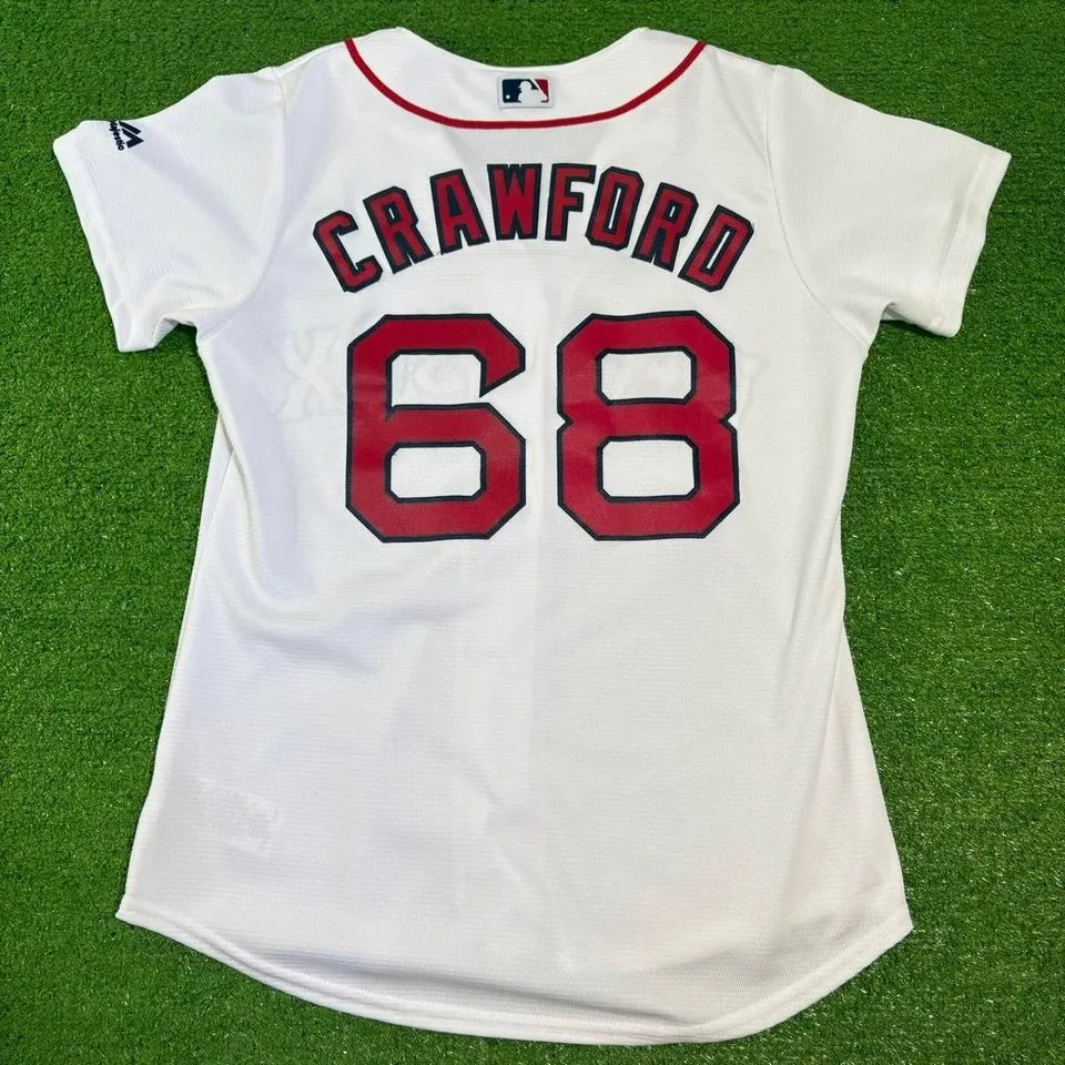Majestic Women's Boston Red Sox Size Small CRAWFORD 68 Stitched Jersey - Image 7