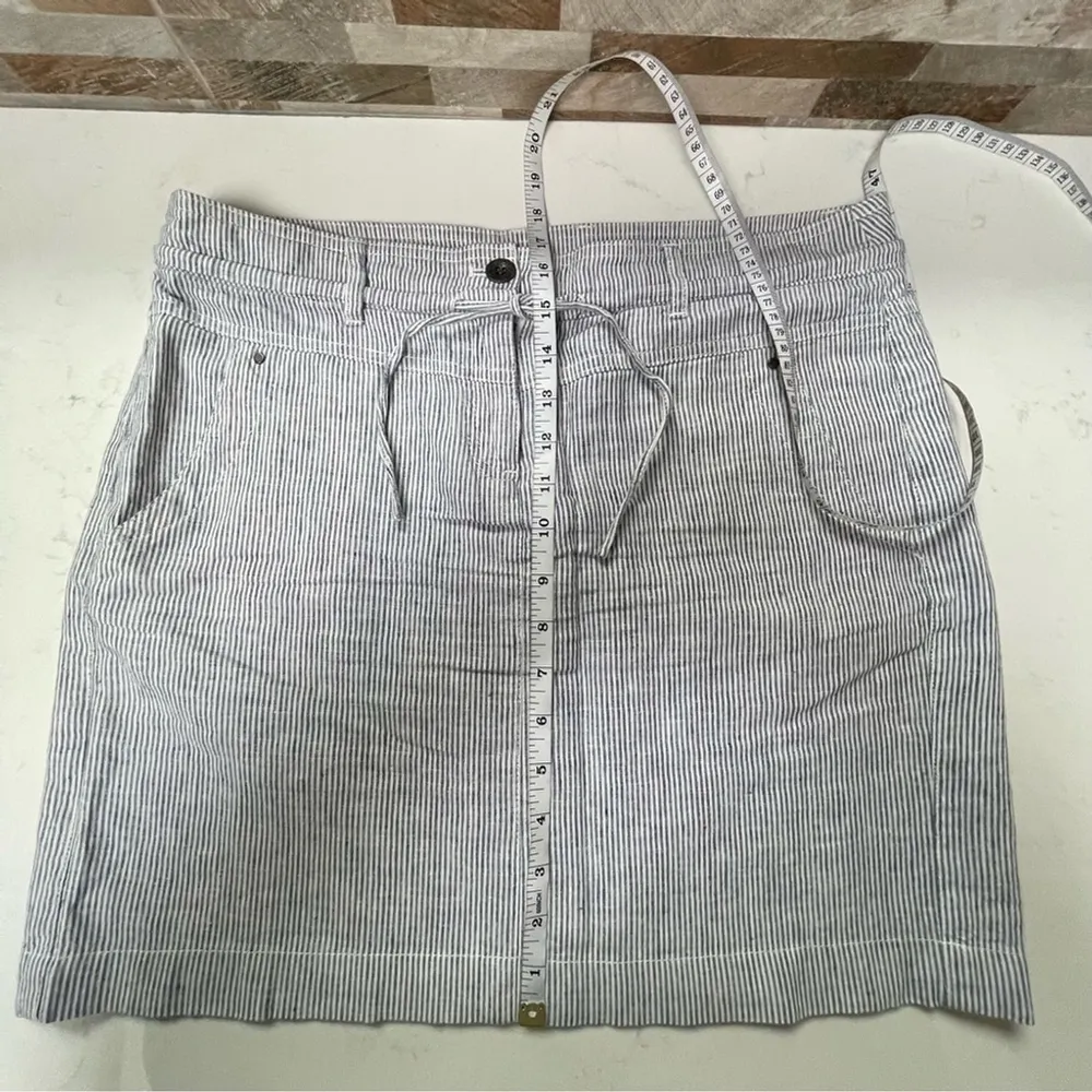 NWT KENAR - linen cotton blend mini skirt striped with drawstring Sz 8 - Image 12