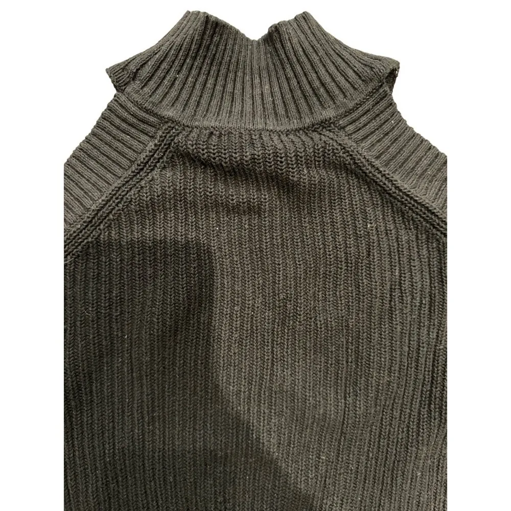 INC Black Shoulder Cut out Cotton Blend Chunky Sweater Turtleneck Medium - Image 5