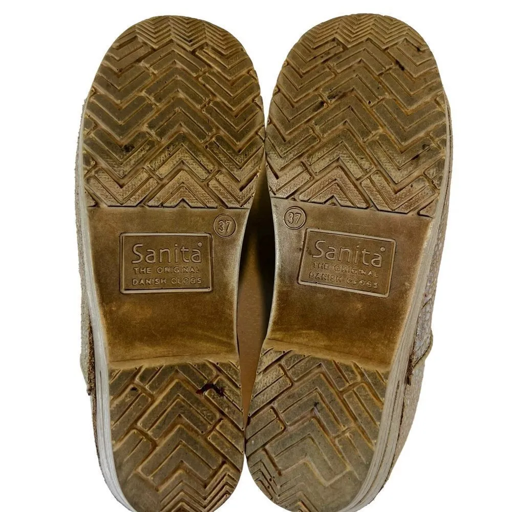 Sanita Alisa Leather Printed Danish Clogs Tan Size 6 - Image 11