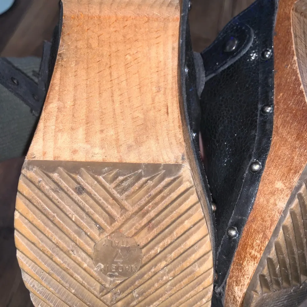 Y2k juicy couture vintage black wooden clogs logo crown detail silver Diamond 7 - Image 6