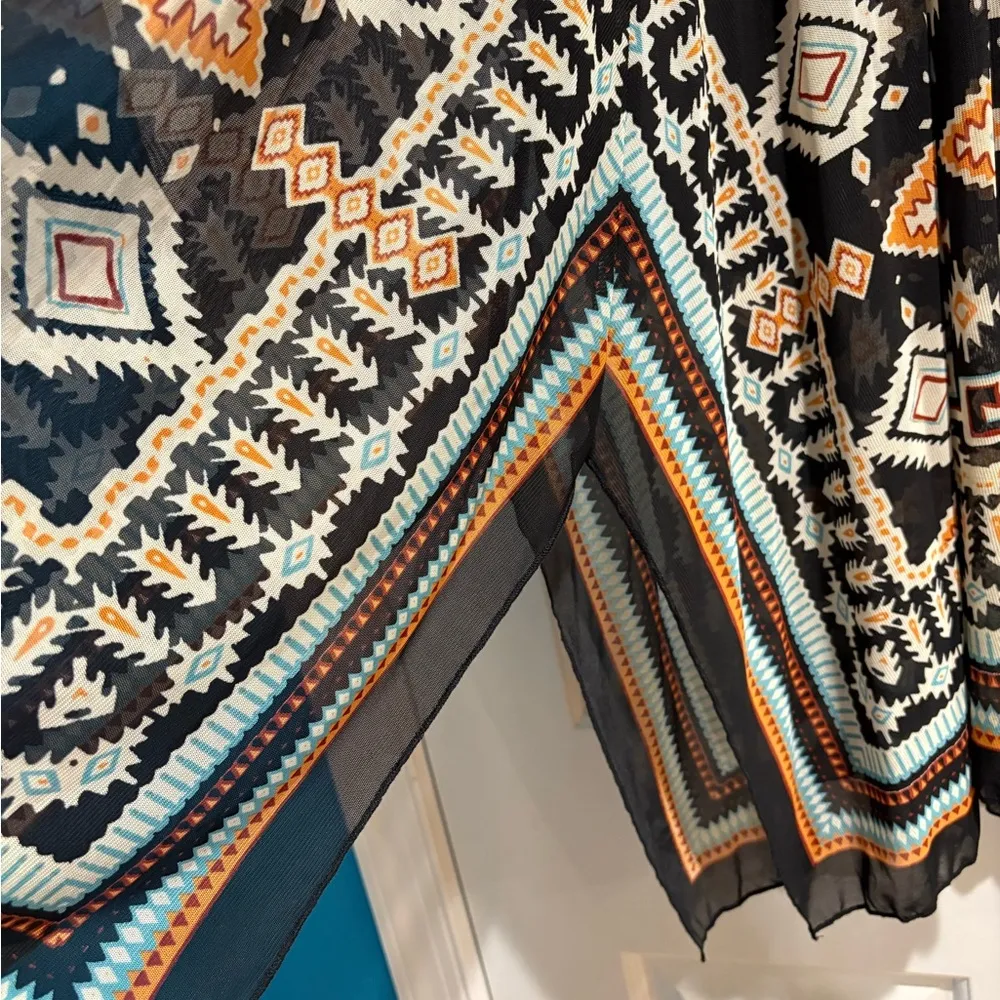JohnPaulRichard mesh midi Aztec print skirt sz M Size M - Image 2