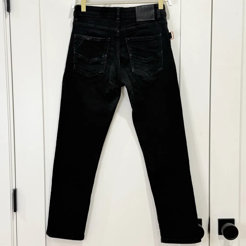 Zadig And Voltaire Boyfit Eco Noir Jeans 24 Black Straight Leg Edgy Minimal Chic - Image 4