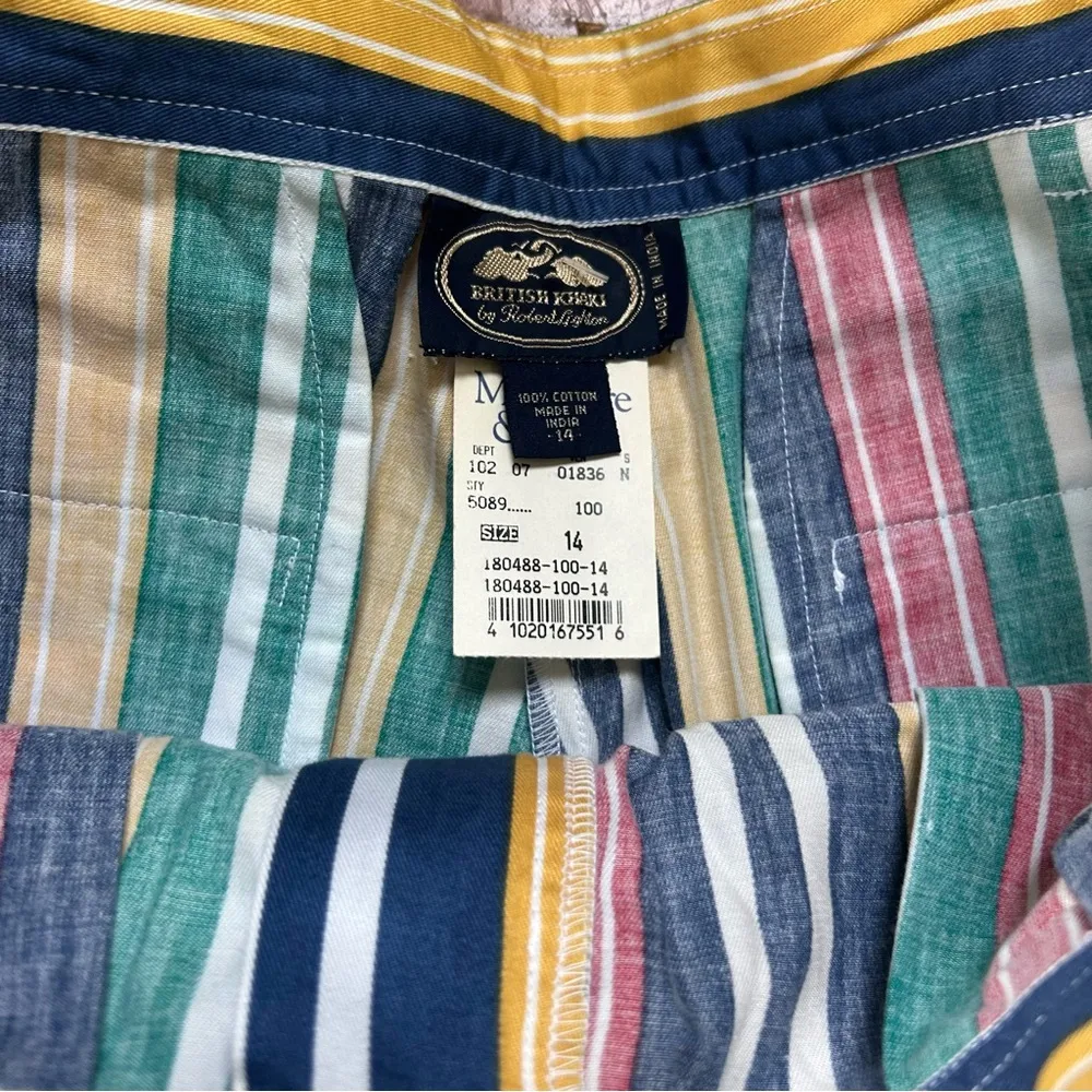 British Khaki Multicolor Striped Shorts - Image 2