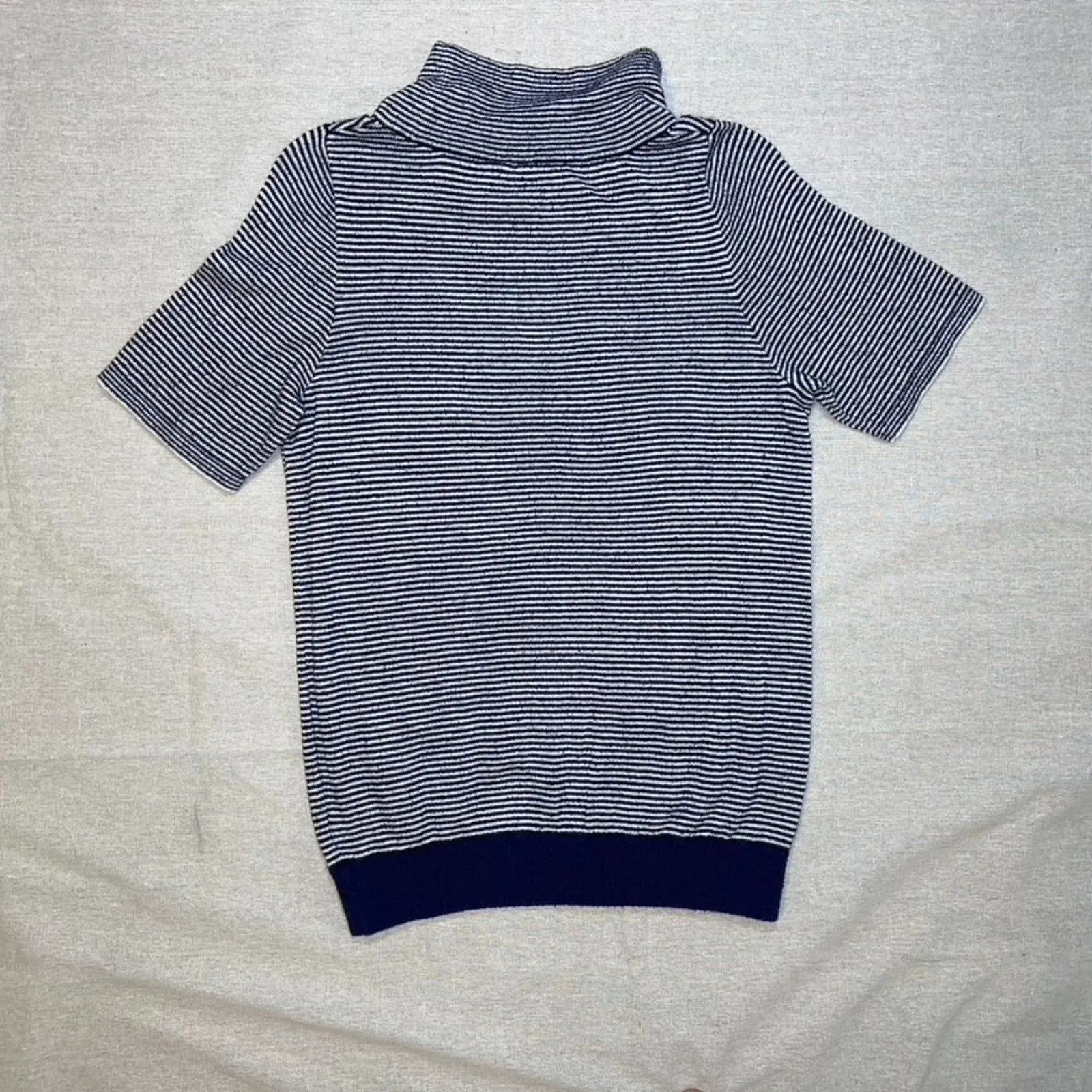 Moth Anthropologie | Margate Pocket Pullover Navy & White Stripes | Small Blue - Image 2