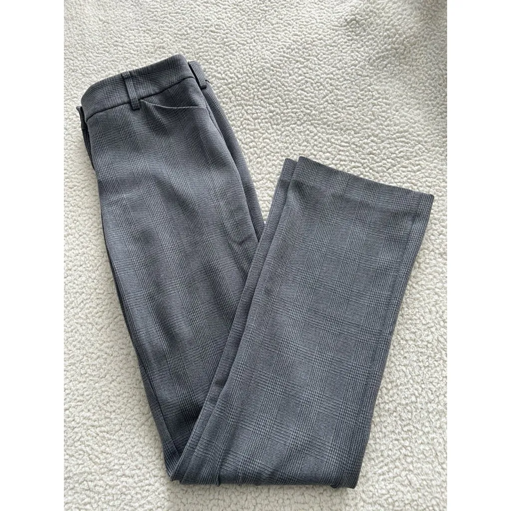 Express Editor Mid-rise Gray Plaid Straight Leg Dress Pants-Sz 00R - Image 6