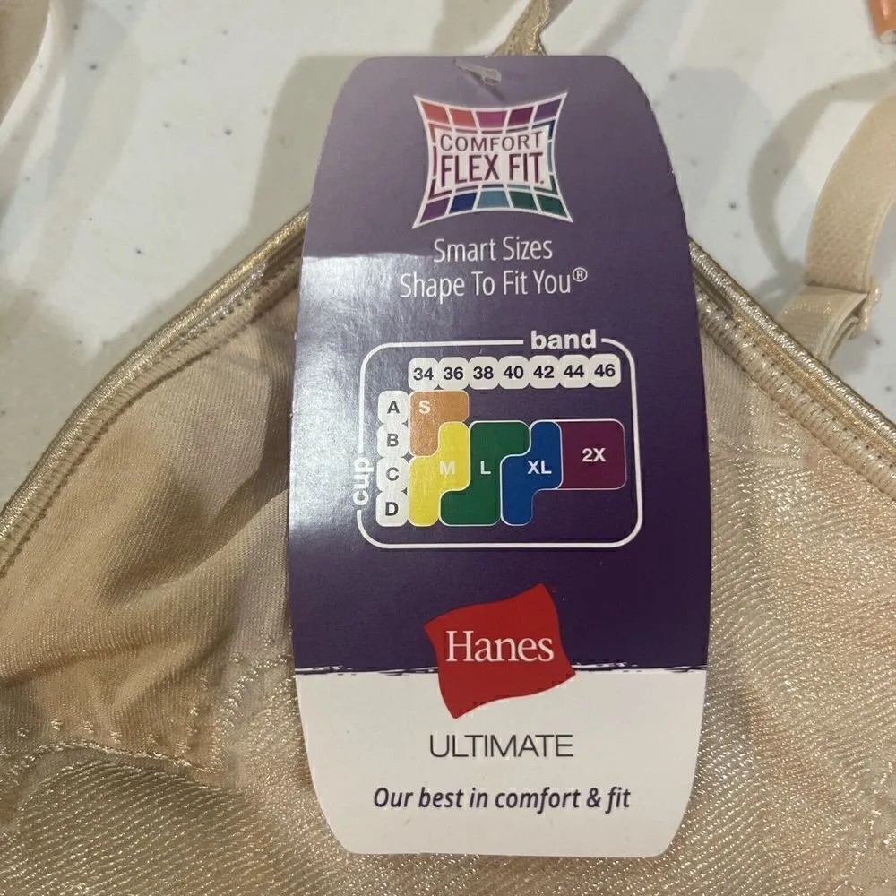 Hanes Ultimate Bra Comfy Support Wire-Free T-Shirt Porcelain Sz.Small - Image 3