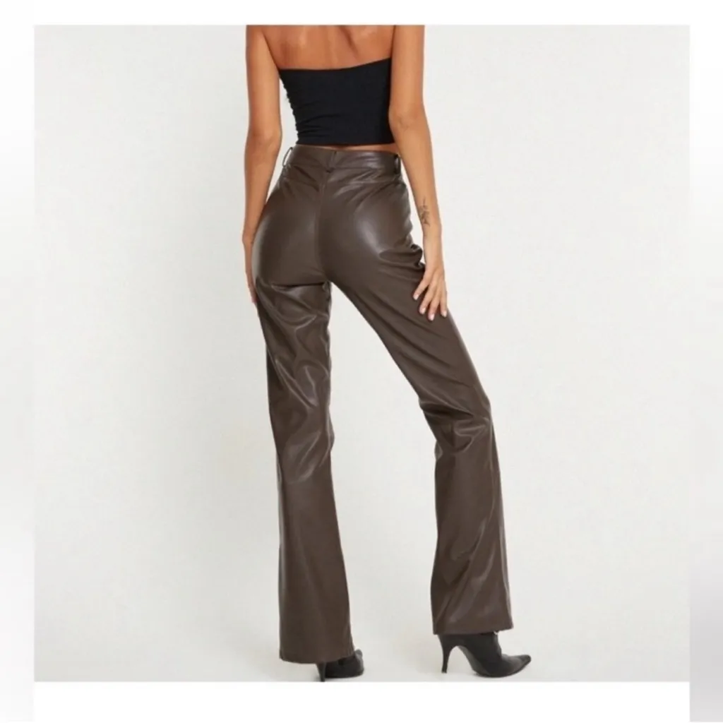 Motel Rocks Chocolate Brown Faux Leather Pants - Image 2