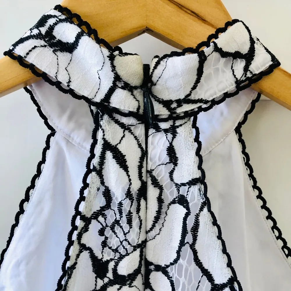 RYSE The Label Layla Halter Neck Black & White Floral Print Lace Romper, sz. S - Image 5