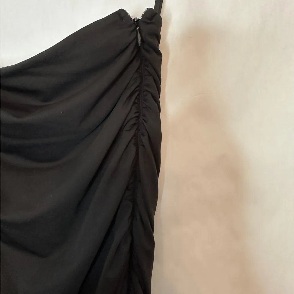 Princess Polly Black Ruched Asymmetrical Hem Midi Dress Size US 8 - Image 3