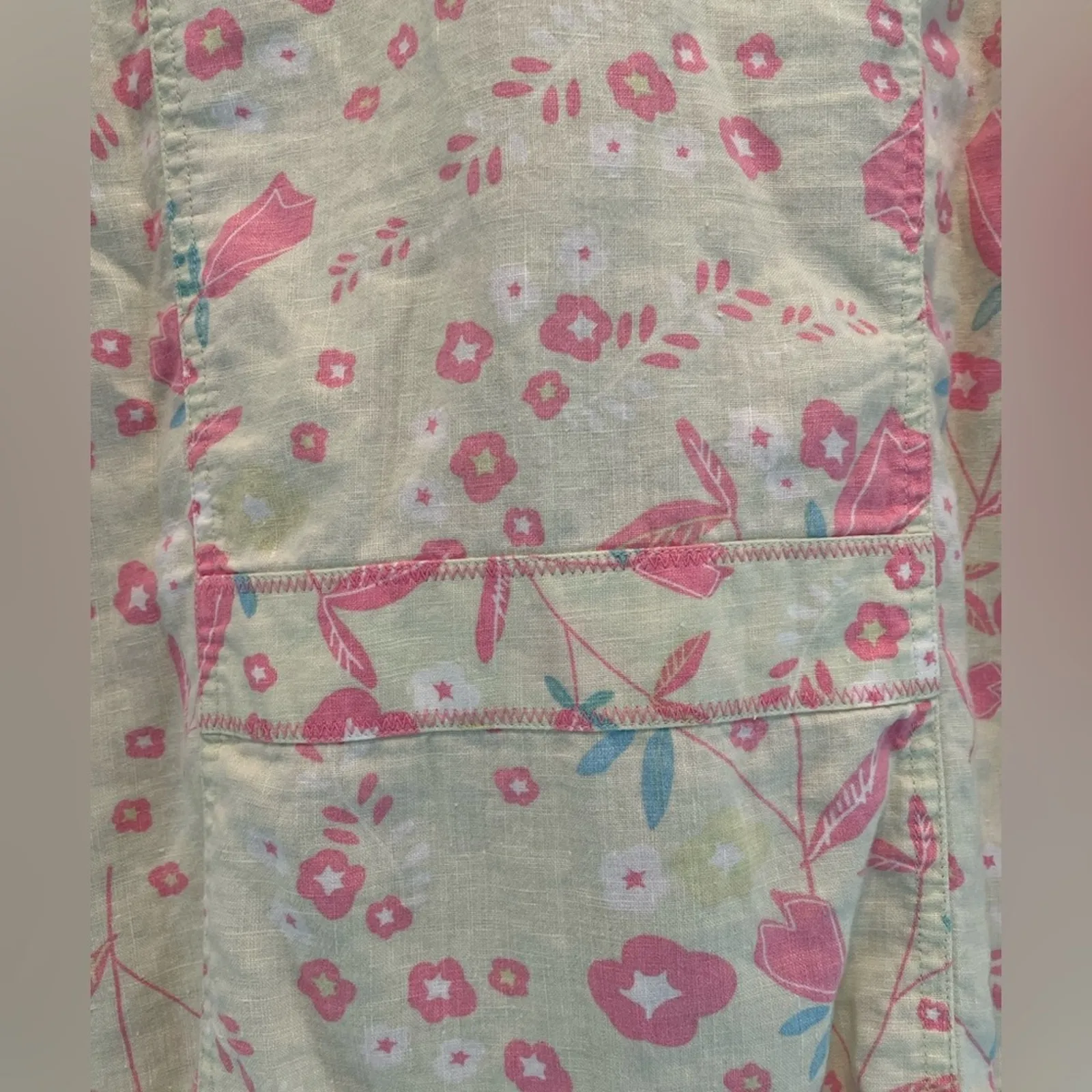 Sigrid Olsen So Blue Floral Print Button Front Vintage Shirt size Large - Image 3