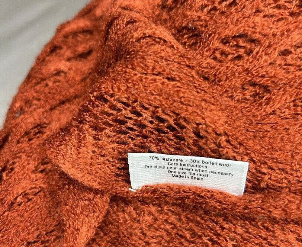 Blue Pacific Cashmere and Boiled Wool Open Knit Scarf Shawl One - Image 9