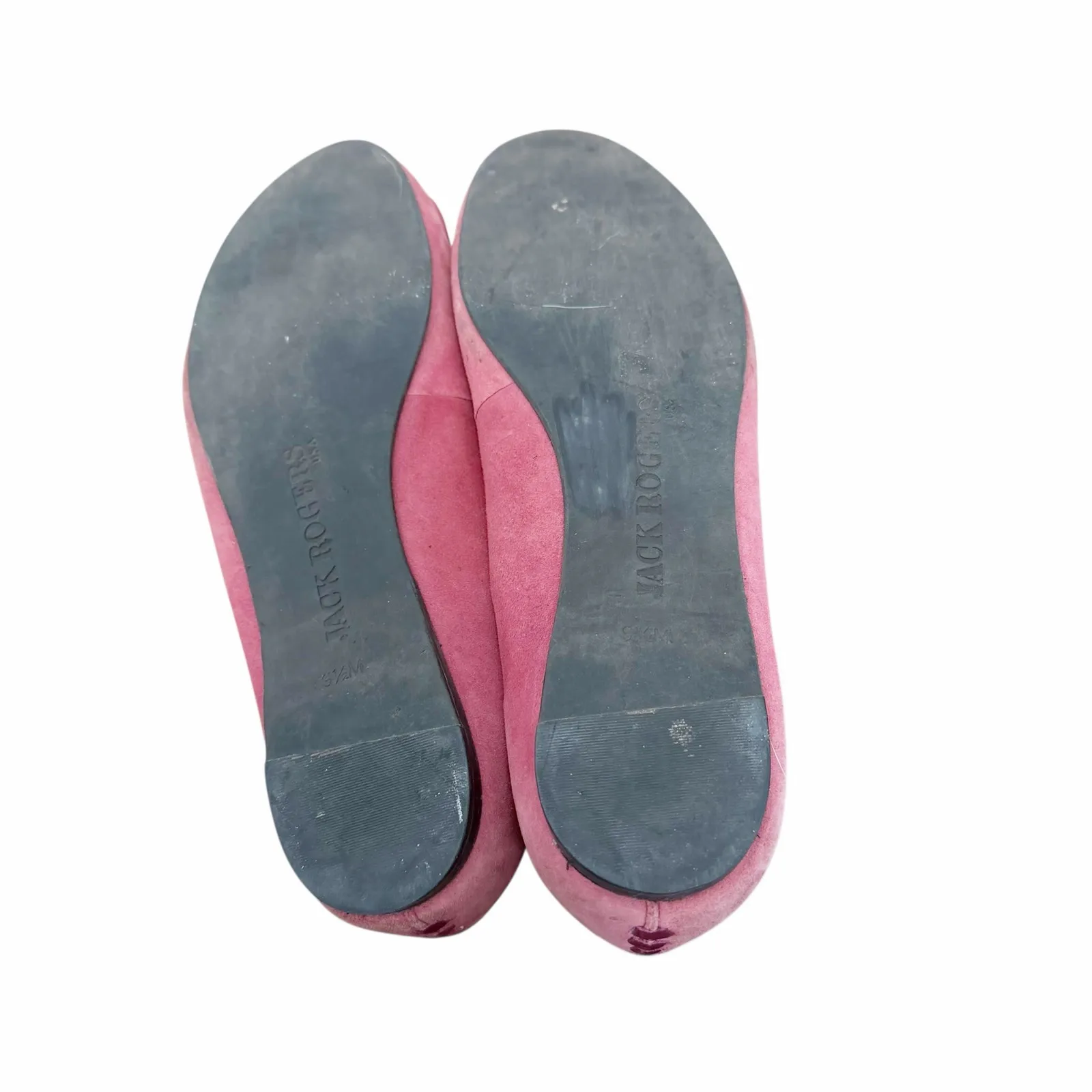 Jack Rogers Pink Suede Flower Flats Sz 9.5 - Image 6