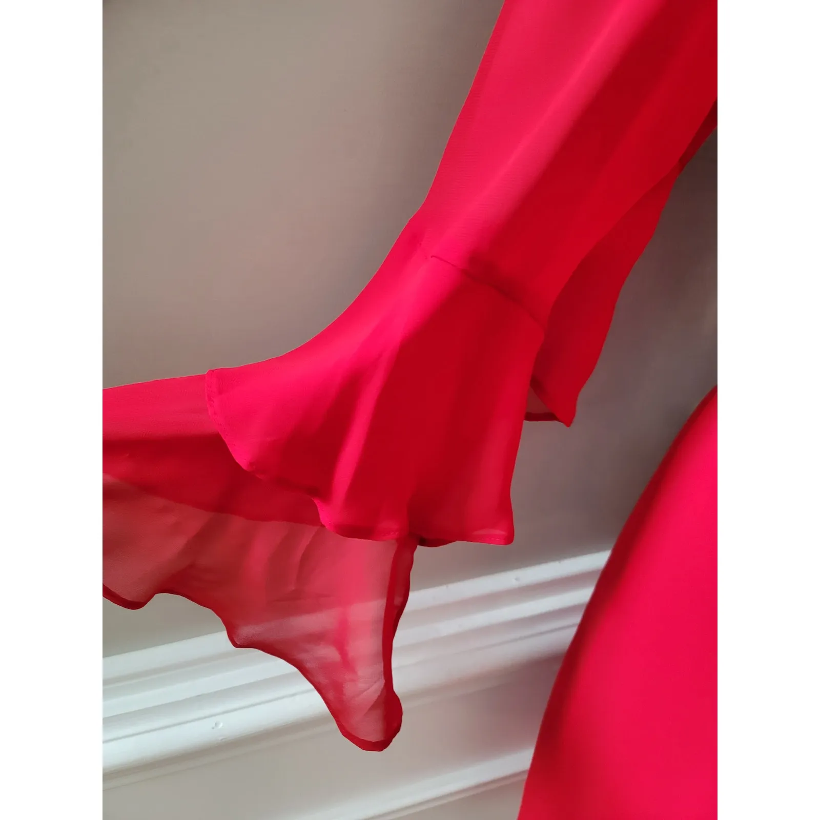 International Concepts Shirt Dress Women's Size 8 Red 100% Polyester Long Sleeve - Image 7