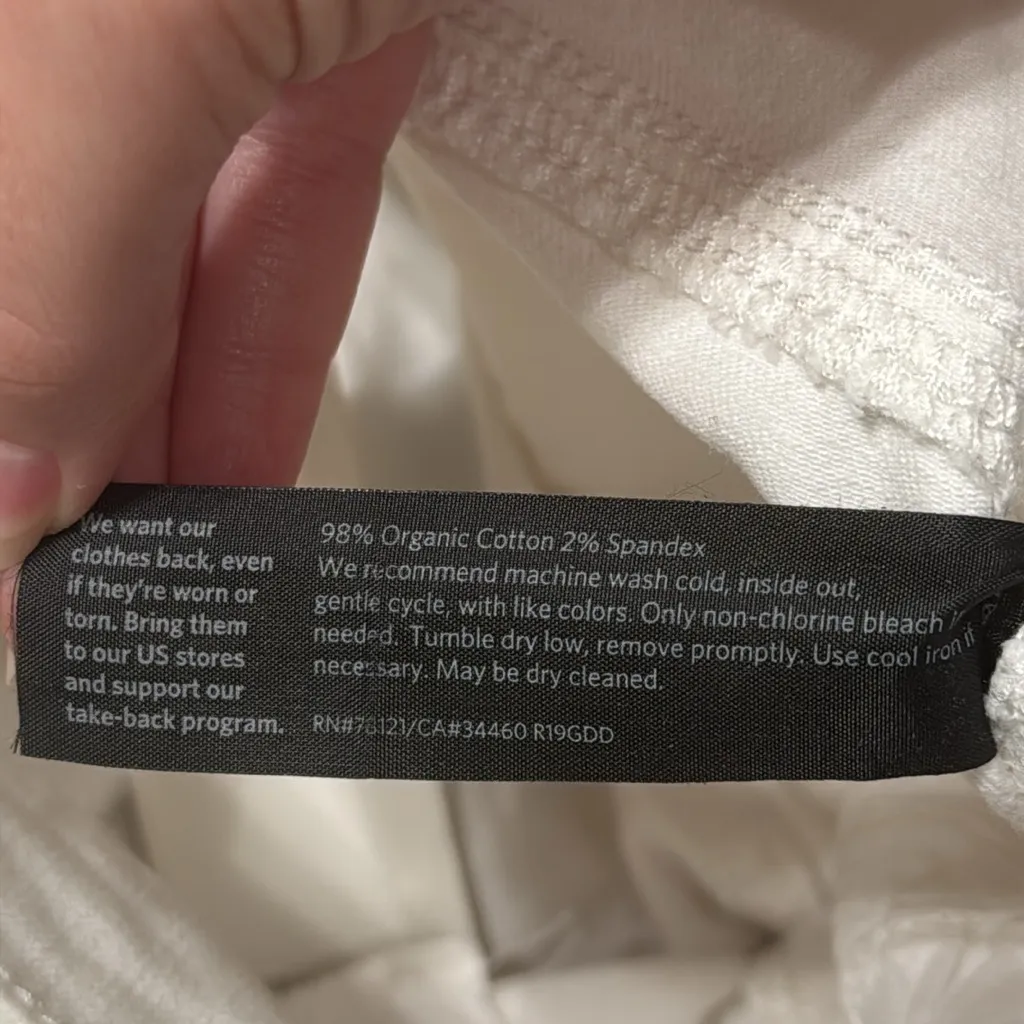 Eileen Fisher Hi-Rise Straight Stretch Denim White Organic Cotton Jeans size 6 - Image 11