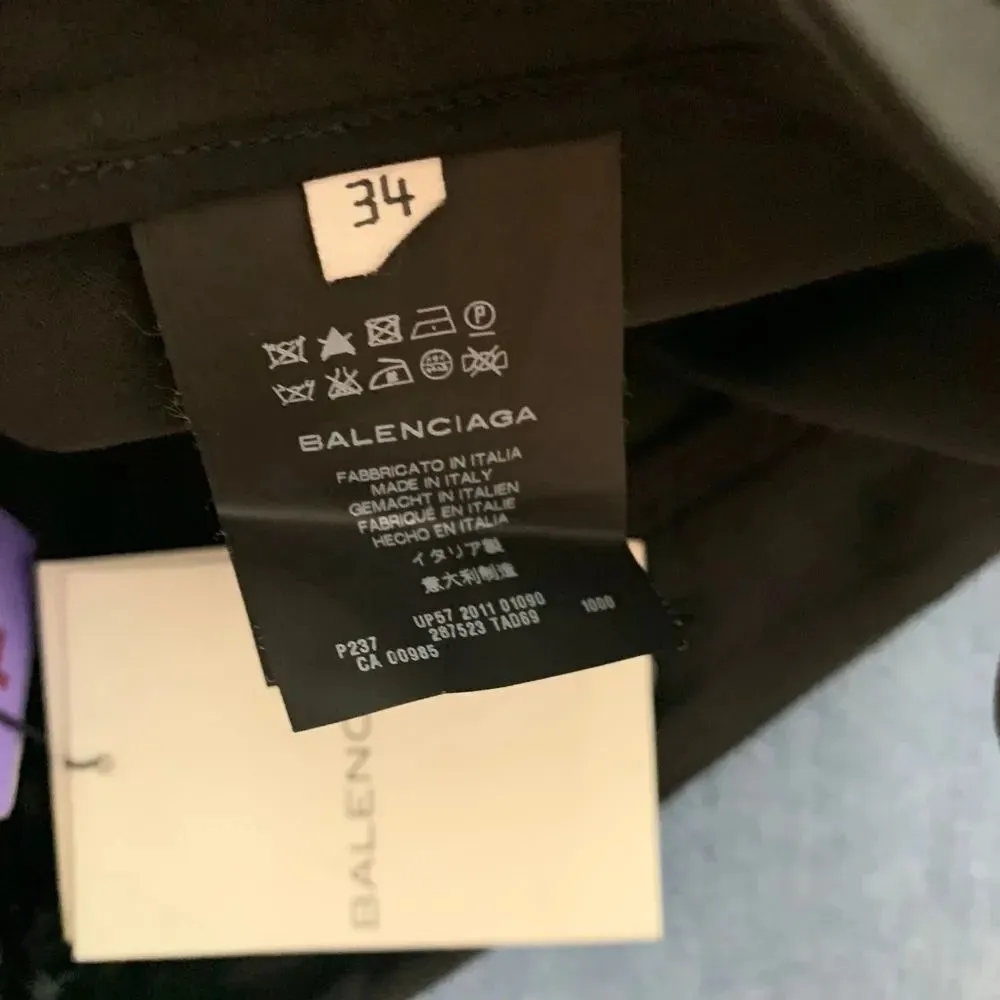 Balenciaga Black Pleat Front Wide Leg Dress‎ Pants - Image 9