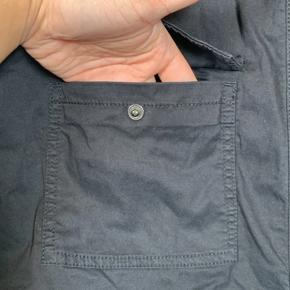 Marrakech Anthropologie Black Stretch Twill Utility Jacket Small EUC #0643-OC - Image 5