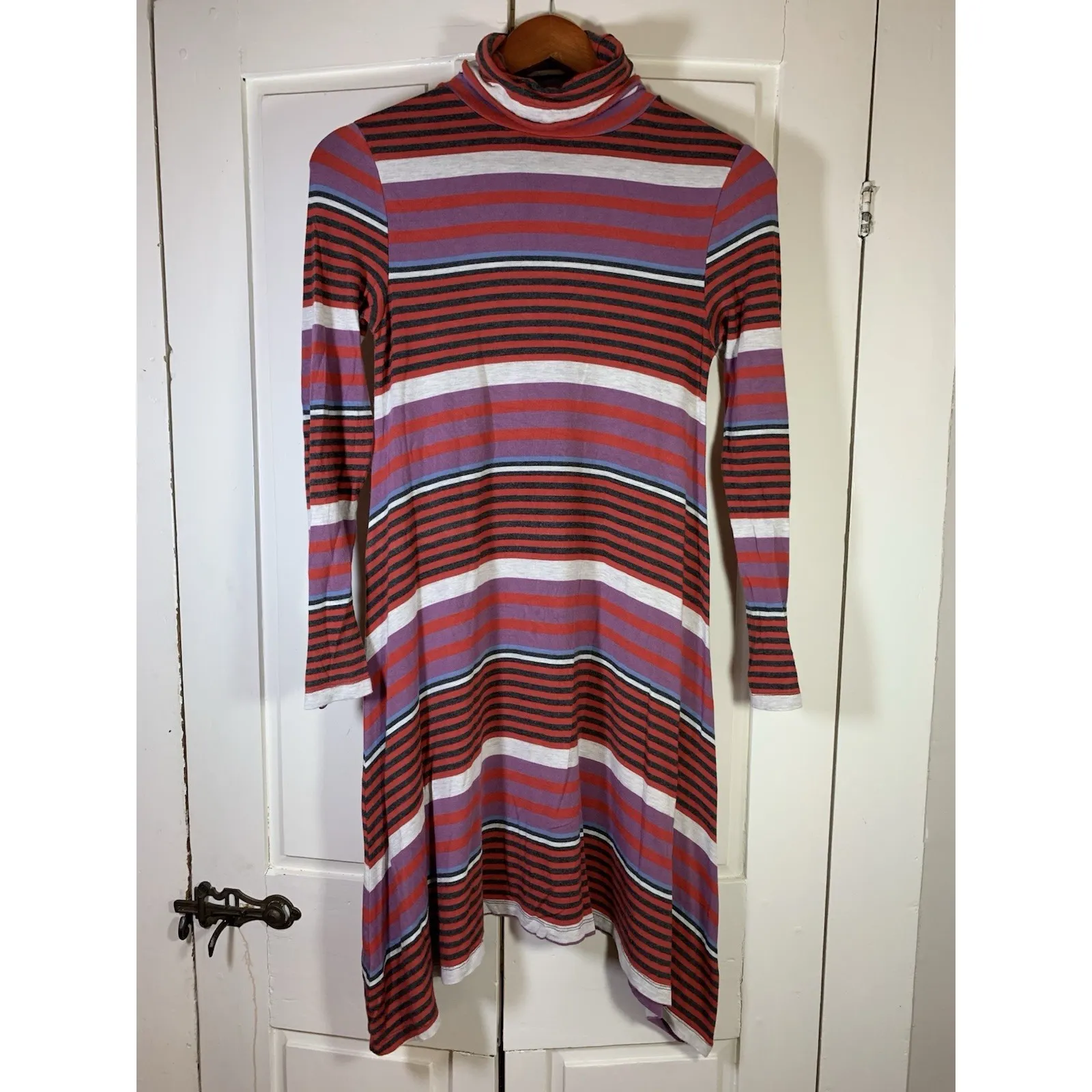 Maeve Anthropologie Dress Small Petite SP PS Swing Knit Striped‎ Turtleneck READ - Image 3