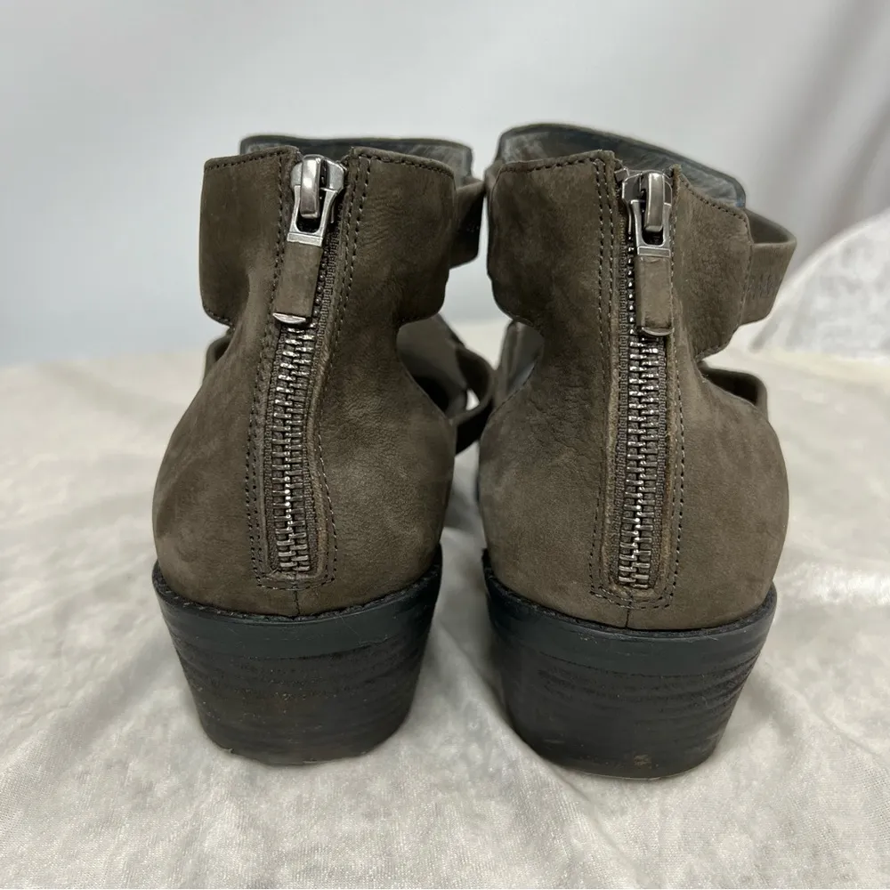 Eileen Fisher 11 grey Slip On Cutout Leather Bootie Shoes - Image 5