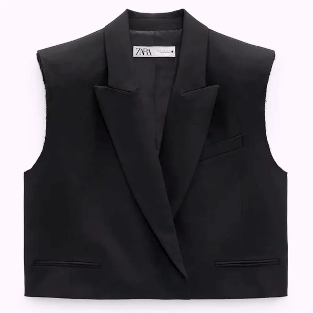 ZARA BLACK WOOL BLEND CROPPED VEST Size M NEW - Image 5
