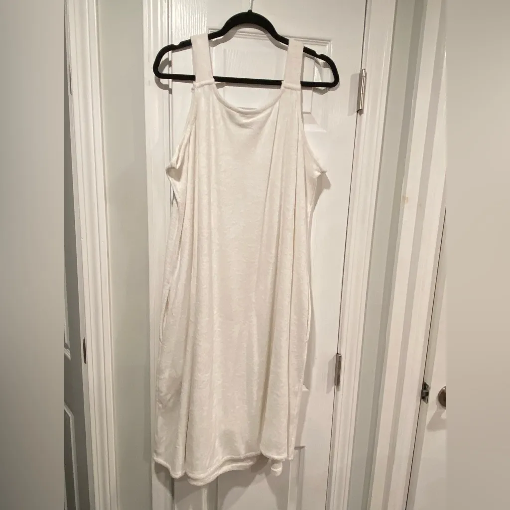 NWOT Serengeti Size 1X White Terry Cloth Pullover Mini Dress Coverup Pockets - Image 7
