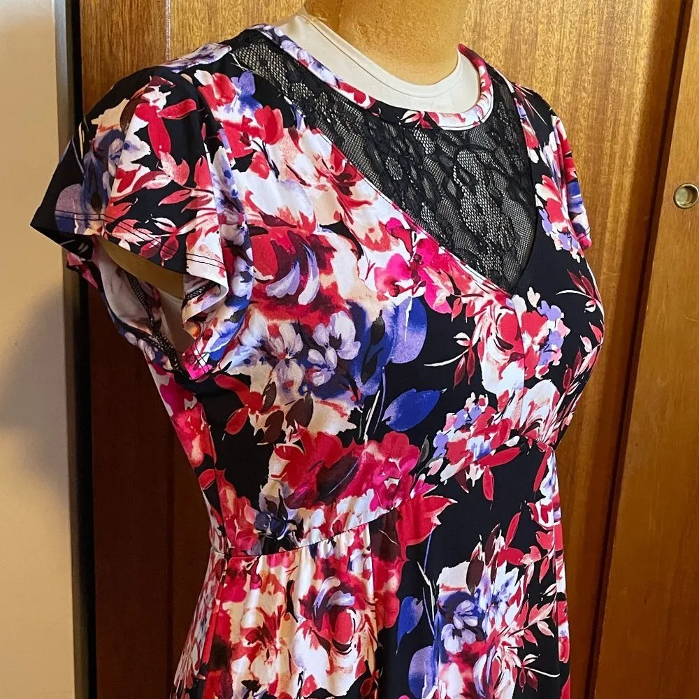 🌸 NWT Maxi dress floral black lace with ruffle sleeves TORRID 1, 1X, XL, 16 - Image 5